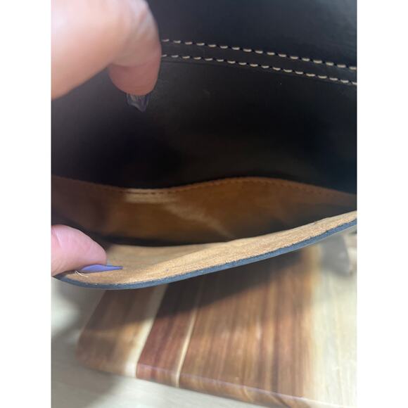 Patricia Nash Leather Firenze Tooled Flap Bag Black w/ Dust Bag Mint Condition - Picture 10 of 16